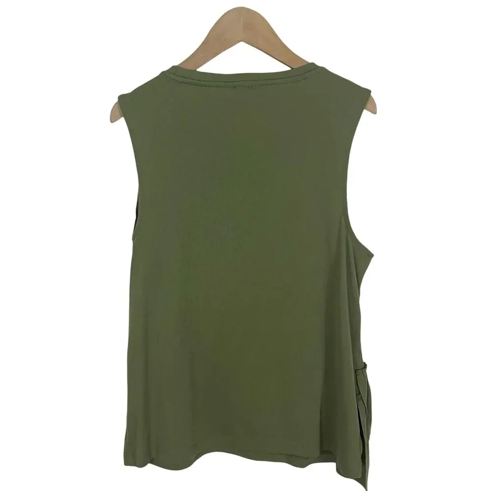 J. Crew Olive Green Draped Ruffle Tank Top Size Medium